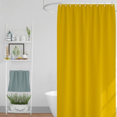 Rideau de douche classique tissu jacquard uni jaune WADIGA