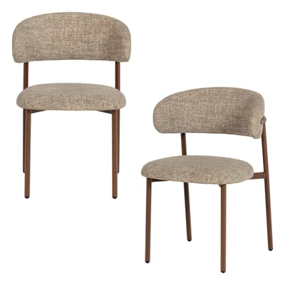 Lot de 2 chaises de salle à manger en tissu mélangé effet laine KELU WOOOD