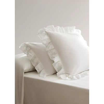 Taie d’oreiller garment-wash volant lin 45x110 cm MANGO HOME