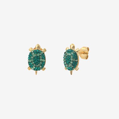 Boucles d'oreilles dorées à l'or fin cristal KUCHI TORTUE CAROLINE NAJMAN