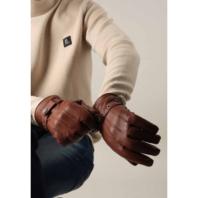 Gants en cuir lisse avec détails de surpiqûres GLOVE DEELUXE
