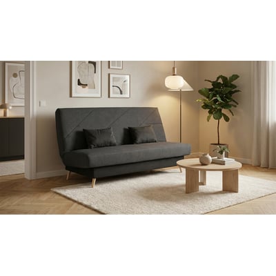 Canapé convertible ZEPHIR 130x190, 2 coussins OFFERTS, Gris perle RELAXIMA