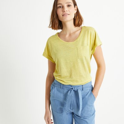 T-shirt en lin, col rond, manches courtes ANNE WEYBURN