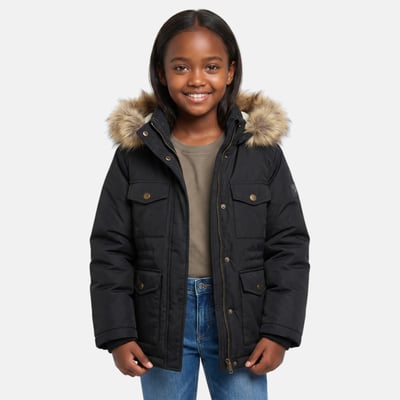 Parka à capuche bordée de fourrure d'imitation, coupe droite et fermeture zippée WINTRY LEE COOPER