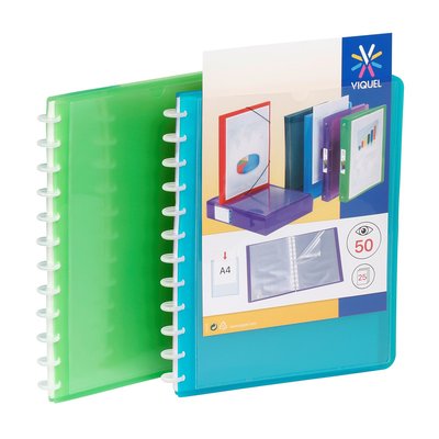 Lot de 2 Porte-vues personnalisables 50 vues avec pochettes amovibles format A4 GEODE VIQUEL