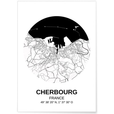 Affiche Carte Cherbourg L'AFFICHERIE