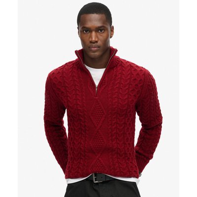 Pull en maille torsadée à col camionneur Vintage Jacob SUPERDRY