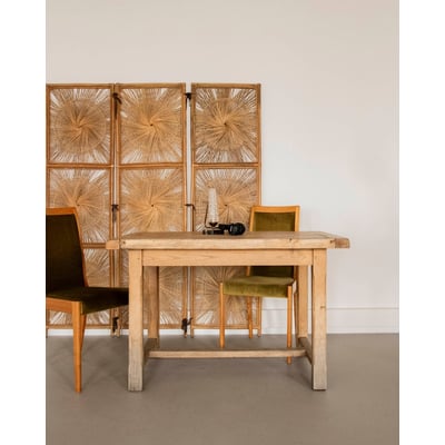 Table à manger rustique en bois Romy N°1395 - Bon état DEBONGOUT