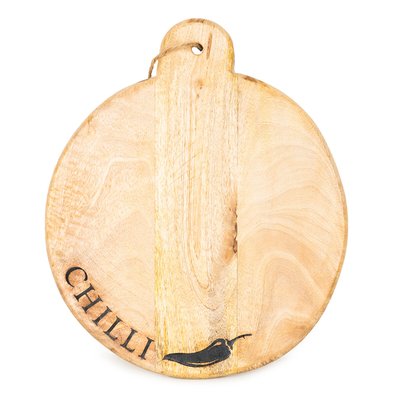30cm 'Chillies' Round Chopping Board in Mango Wood SO'HOME