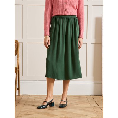 Jupe mi-longue fendue crêpe satiné CYRILLUS