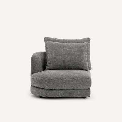Demi-canapé gauche, arrondi, modulable en coton et lin, TIBERIO AM.PM