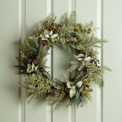 60cm Woodland Greens Wreath SO'HOME