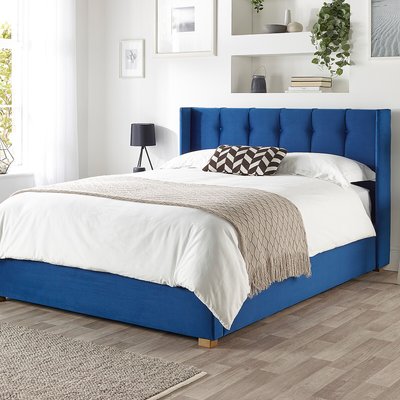 Utopia Velvet Ottoman Storage Bed with Upholstered Winged Headboard CATHERINE LANSFIELD