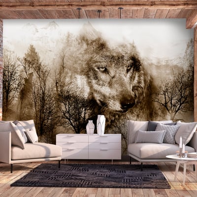 Papier peint intissé panoramique Animaux Mountain Predator (Brown) EDEN