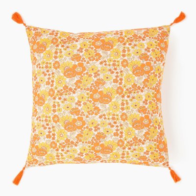 Coussin carré imprimé fleurs en voile de coton, 45x45cm, 100% coton MONOPRIX