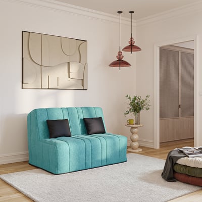 Banquette convertible GAIA BZ , couchage 160x200, avec 2 coussins OFFERTS, Turquoise RELAXIMA