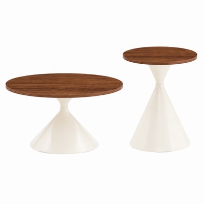 Lot de 2 tables basses gigognes Imitation bois style design, CLIFTCT MEUBLES COSY