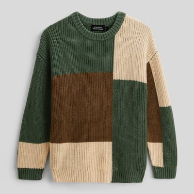 Pull col rond tricolore contenant de la laine MONOPRIX