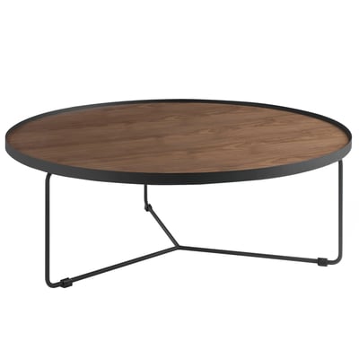 Table basse ronde en noyer et acier noir ANGEL CERDA