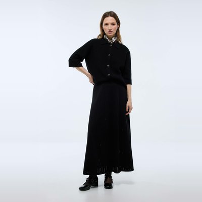 Jupe midi en maille ajourée MONOPRIX