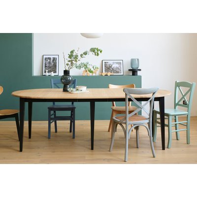 Table ronde 6 pieds fuseau D105 + 3 rallonges bois - VICTORIA HELLIN, DEPUIS 1862