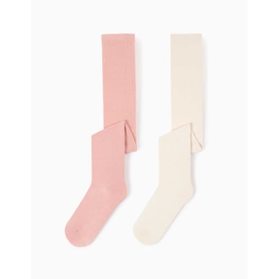 Lot de 2 collants en maille unie/ajourée ZIPPY