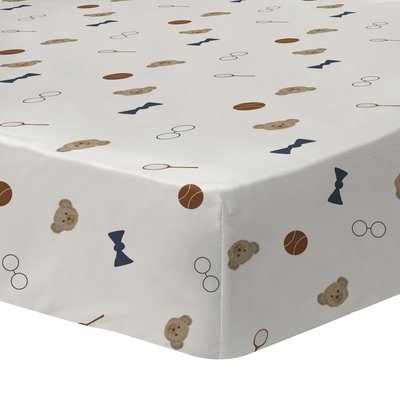 Drap-housse imprimé 100% coton, TEDDY BEAR MATT ET ROSE