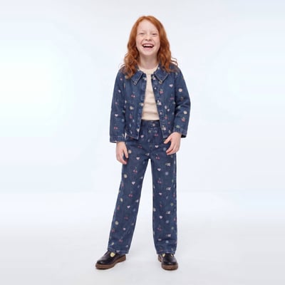 Jean taille élastiquée imprimé MONOPRIX