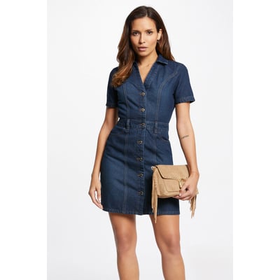 Robe courte en jean col V MORGAN