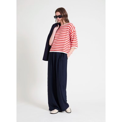 Pull ample ajouré à rayures MARIN NAF NAF