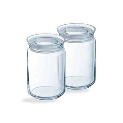 Lot de 2 pots de conservation Pure Jar Glass- Luminarc - En verre avec couvercle en verre- 2 x 1L LUMINARC