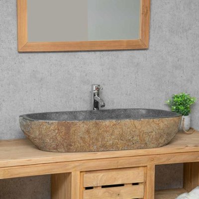 Grande vasque en galet de rivière ovale 80 cm WANDA COLLECTION