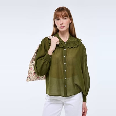 Chemise unie détails col contenant du coton MONOPRIX