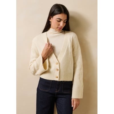 Gilet manches longues col v à broderies LA FEE MARABOUTEE