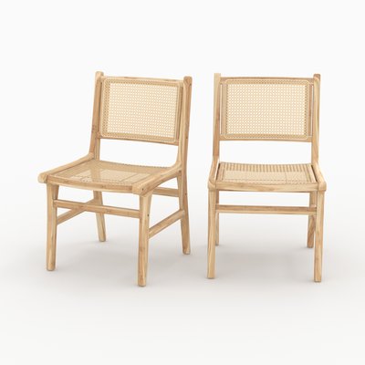 Lot de 2 chaises en bois de teck et rotin - KYLA RENDEZ-VOUS DÉCO