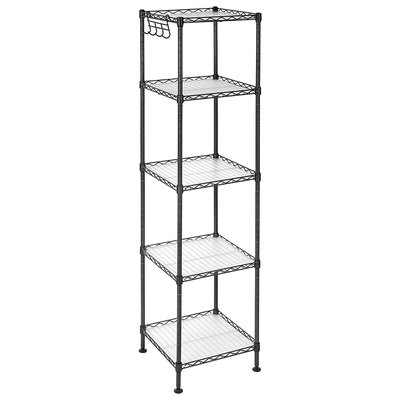 Étagère en métal noir avec grille de rangement modulable - L30 x H121 cm CALICOSY