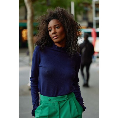 Pull col montant en maille fantaisie SOLFERINOS LA PETITE ETOILE