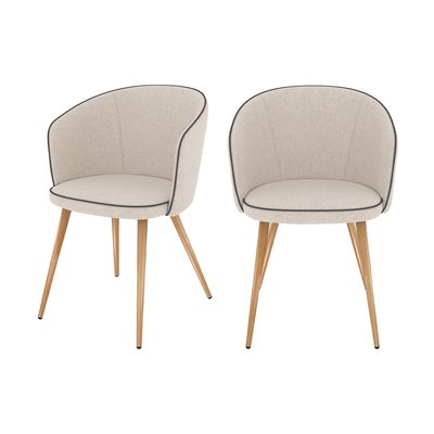 Lot de 2 chaises en tissu et pieds en métal - CHIARA RENDEZ-VOUS DÉCO