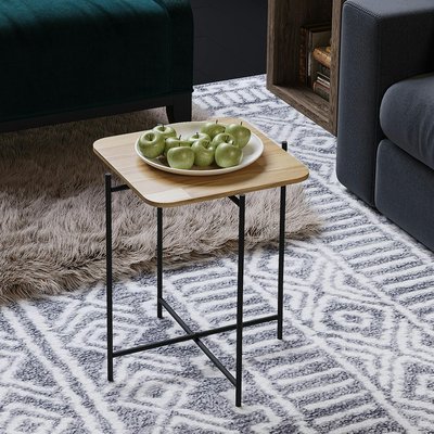 Petite table en bois carrée - structure métal noir JENA PIER IMPORT