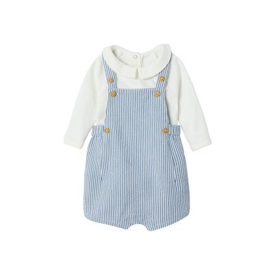 Ensemble naissance body + salopette courte rayée VERTBAUDET