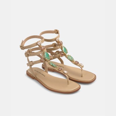 Sandales plates avec détails de clous sur la semelle et fermeture à boucle ALMA EN PENA