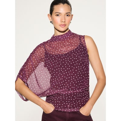 Haut asymétrique en mesh à manches courtes NEXT