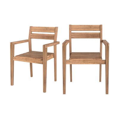 Lot de 2 chaises de jardin en bois de teck - LUCIA RENDEZ-VOUS DÉCO