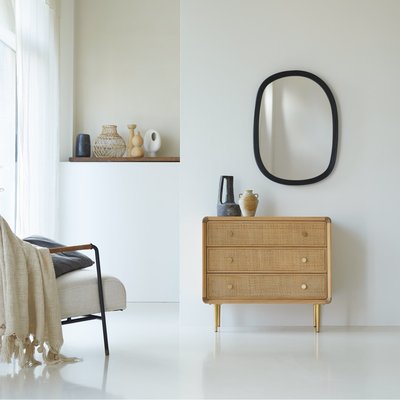 Commode de rangement en chêne massif et cannage COME TIKAMOON