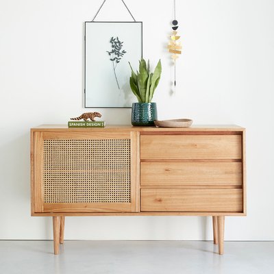 Commode en mindi massif et cannage 135 cm  HANA BERAH GETAH