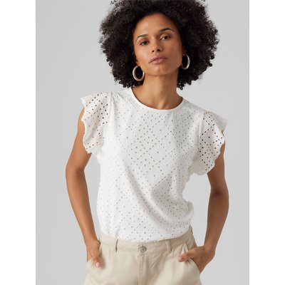 T-shirt ajouré col rond manches courtes VERO MODA