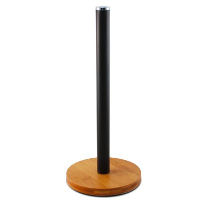 Porte rouleau essuie-tout bambou noir 15x15x34cm WADIGA