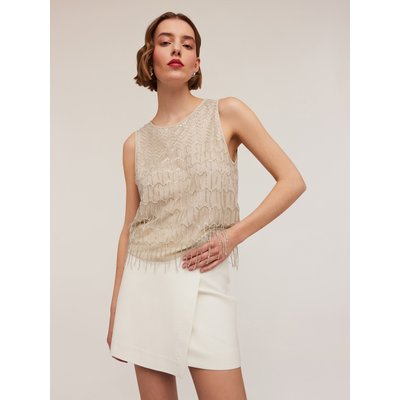 Top foderato con ricamo di paillettes e frange di canottiglie MOTIVI