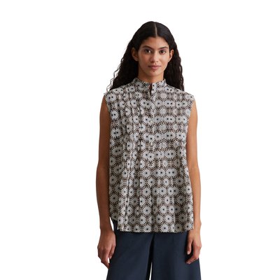 Blouse imprimée sans manches flared en voile de coton léger MARC O'POLO