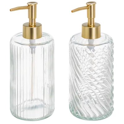 Set de 2 distributeurs de savon en verre 8x8x20cm WADIGA